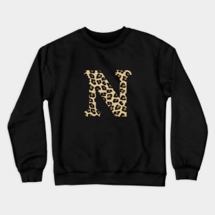 Letter N Leopard Cheetah Monogram Initial Crewneck Sweatshirt